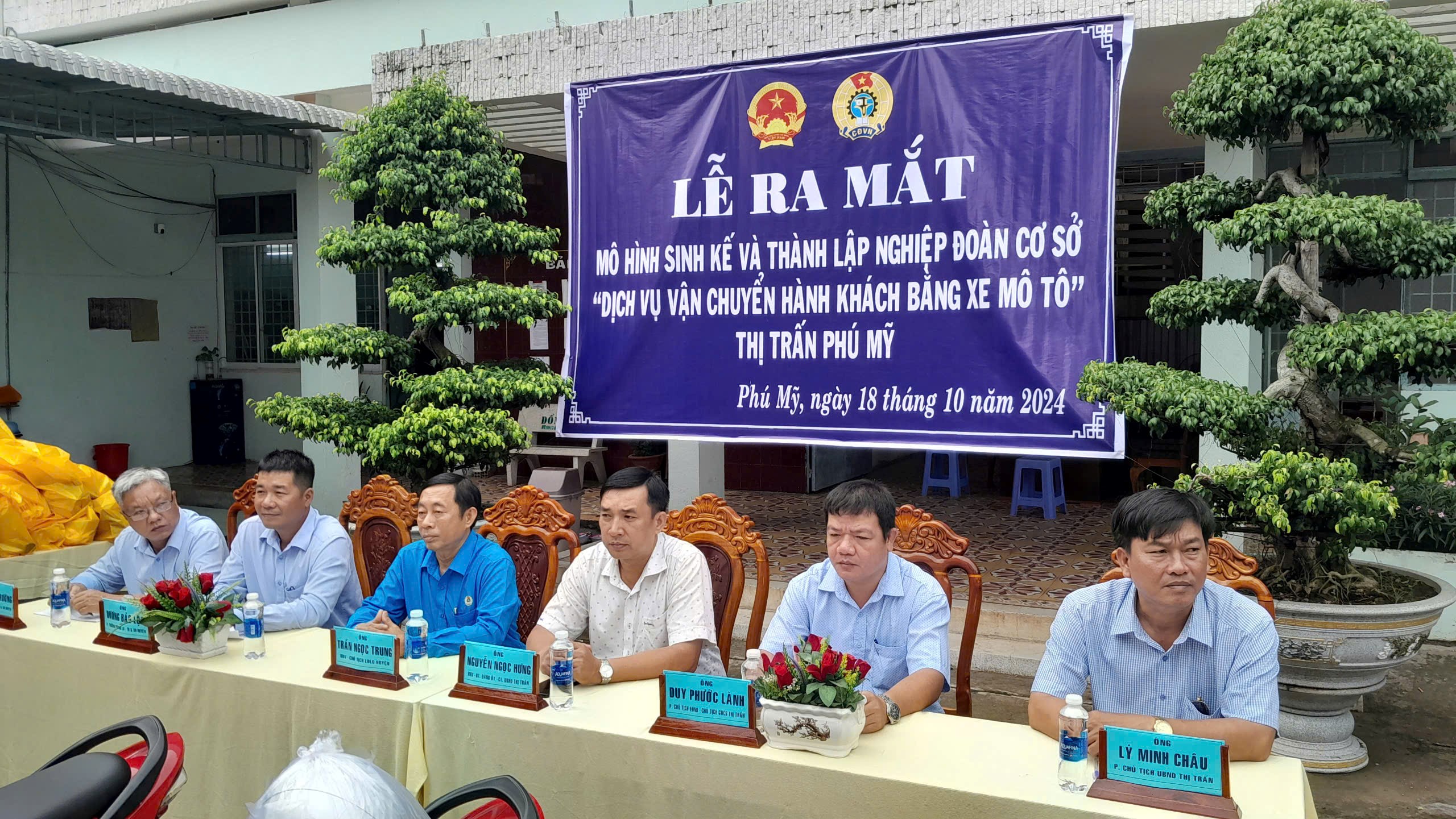 Phú Tân hỗ trợ mô hình sinh kế và thành lập Nghiệp đoàn cơ sở Dịch vụ vận chuyển hành khách bẳng xe mô tô thị trấn Phú Mỹ