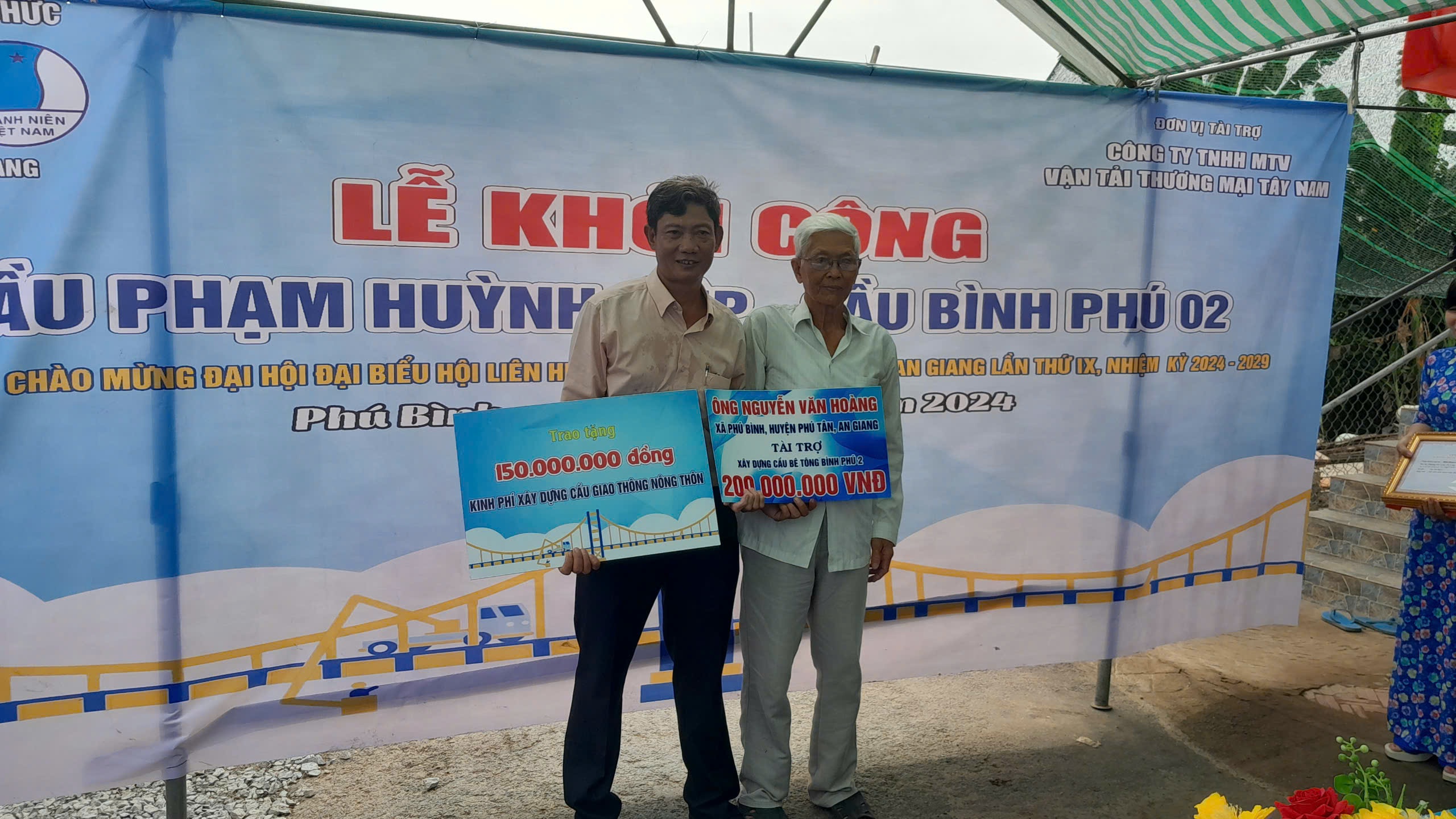 An Giang khởi công xây dựng cầu Phạm Huỳnh Hiệp - Cầu Bình Phú 2, xã Phú Bình, Huyện Phú Tân