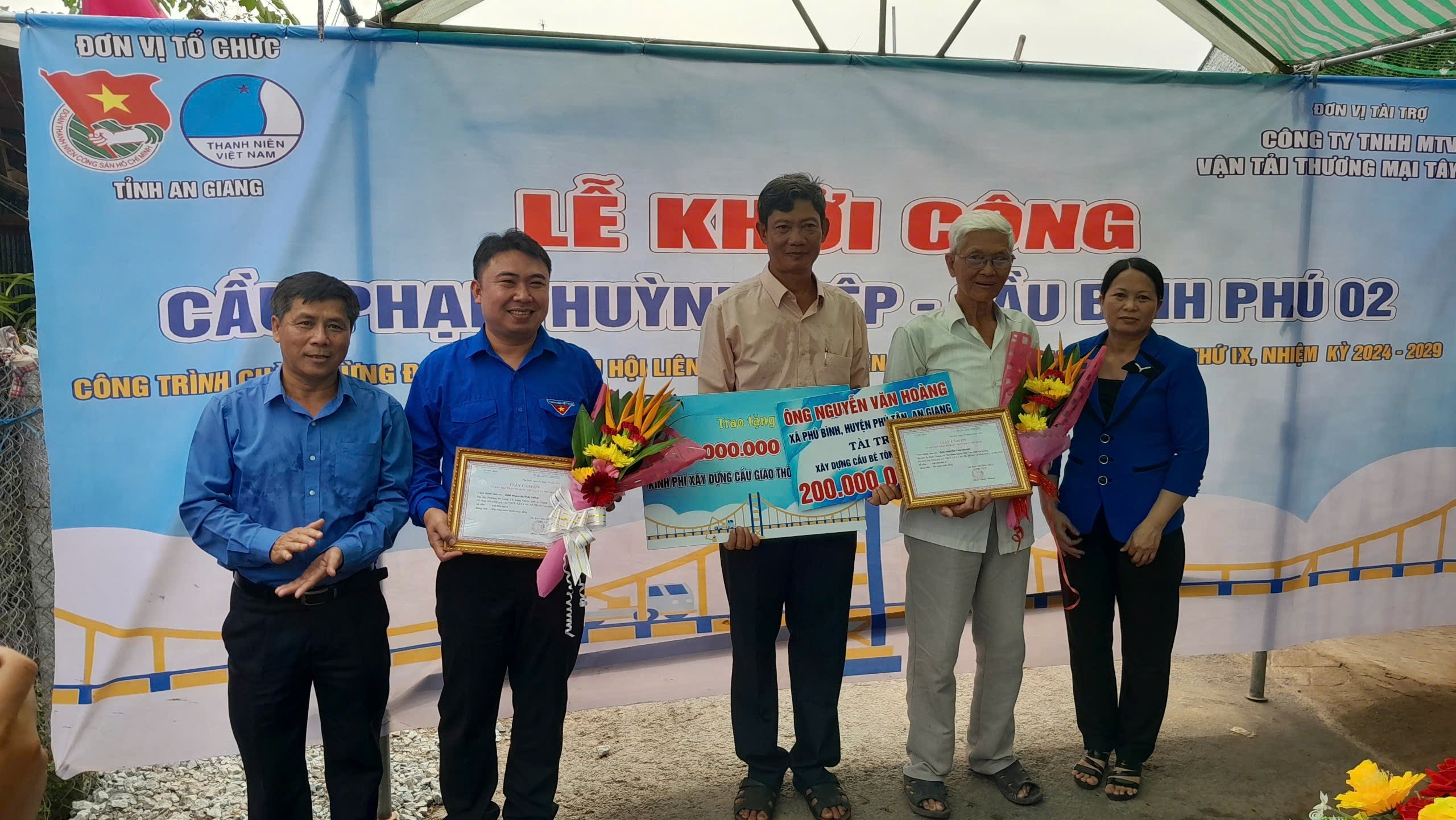 An Giang khởi công xây dựng cầu Phạm Huỳnh Hiệp - Cầu Bình Phú 2, xã Phú Bình, Huyện Phú Tân